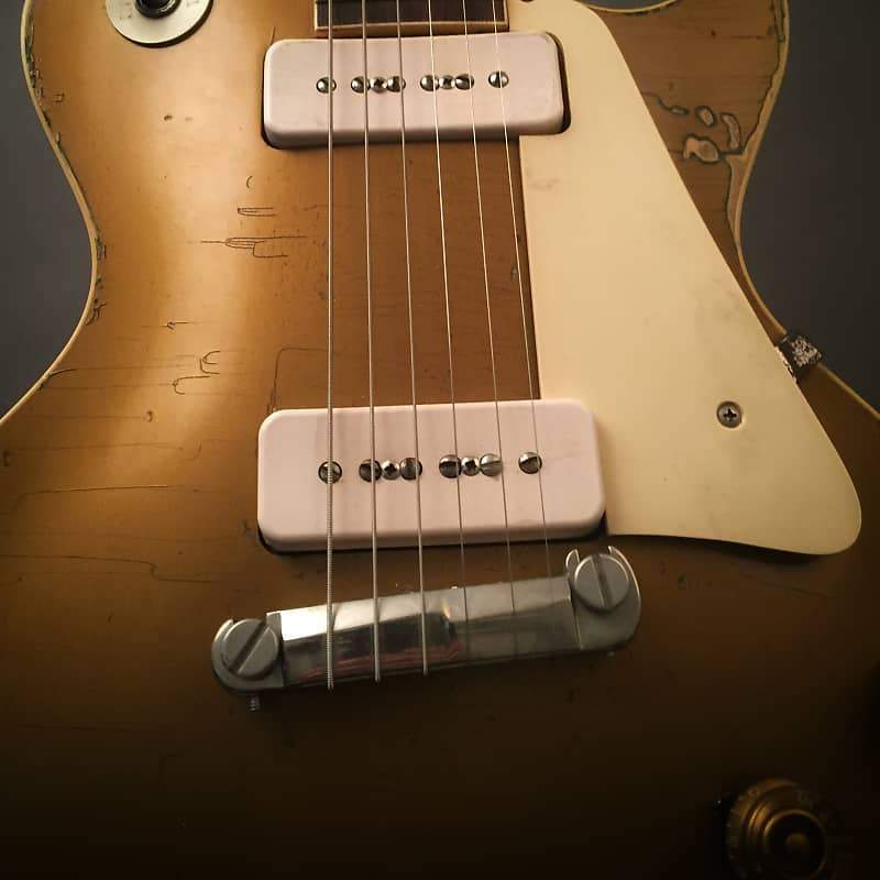 “Stud Finder” Wrap-Around Compensated Tailpiece, 1953 - 1960 Gibson Replacement Bridge (Polished Nickel) - Music City Bridge